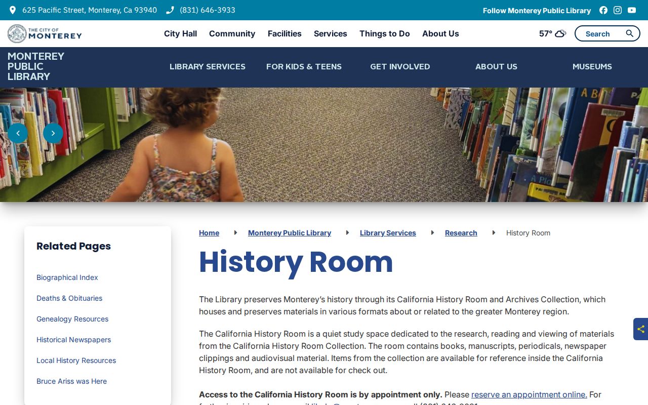 Monterey city directory collection in the California History Room