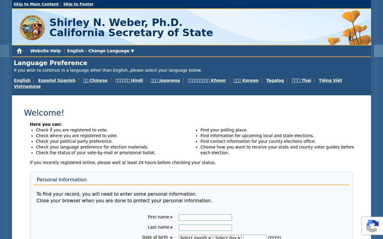 Monterey residents directory California voter status lookup