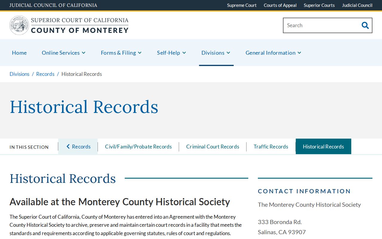Monterey resident lookup historical court records access