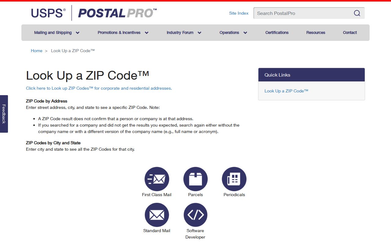 Monterey ZIP code directory screenshot of the USPS ZIP Code Lookup