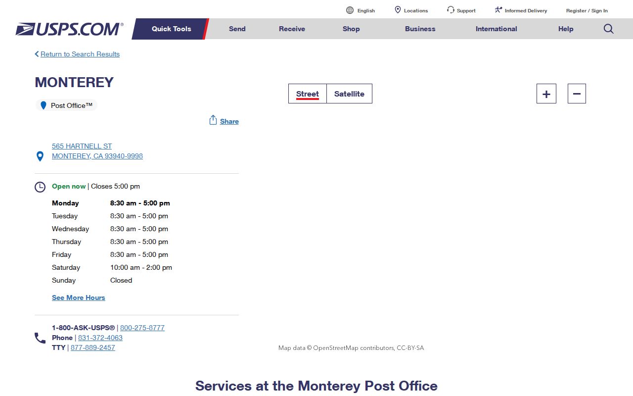 Monterey ZIP code reference for the USPS Monterey Post Office
