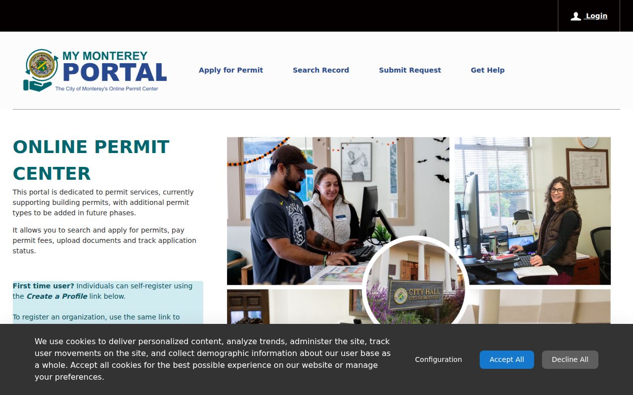 Monterey ZIP code view of the MyMonterey permit portal